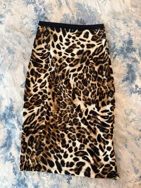 Leopard Print Pencil Skirt - Black & Brown